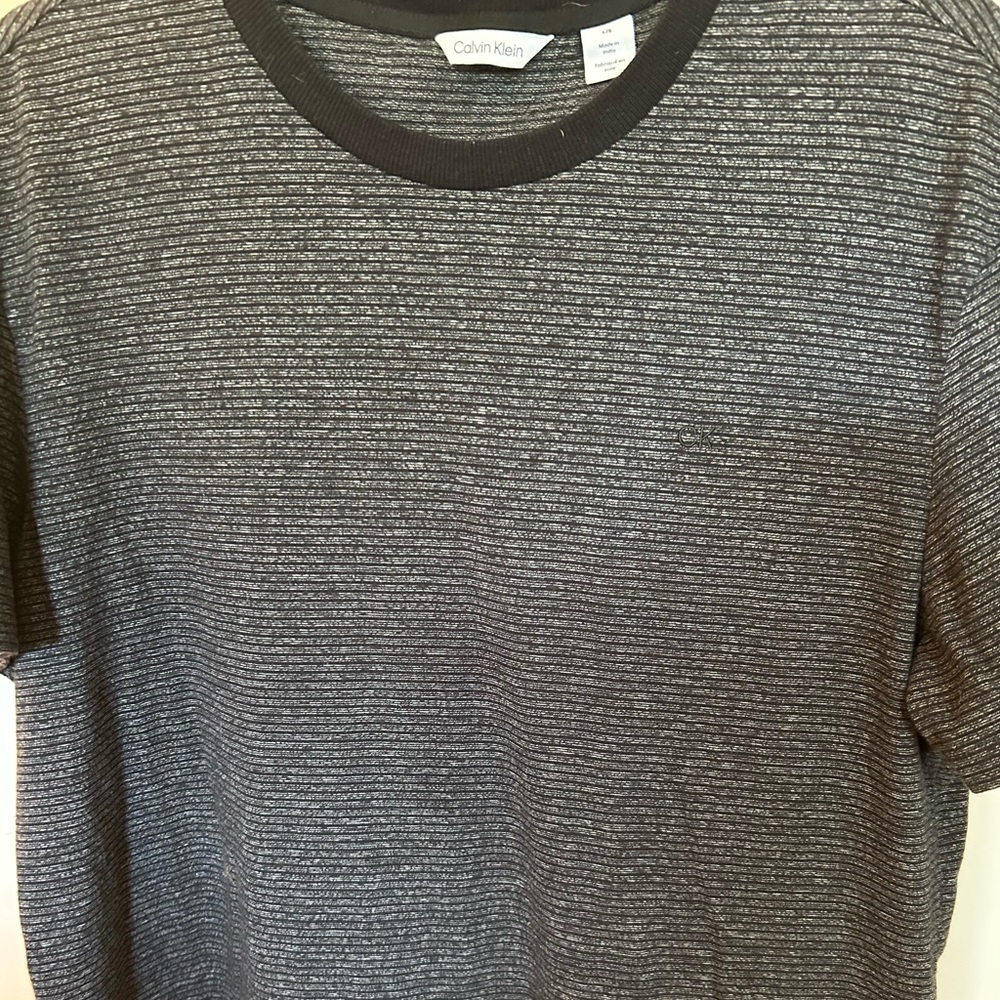 Calvin Klein Men's Black and Gray Striped Shirt